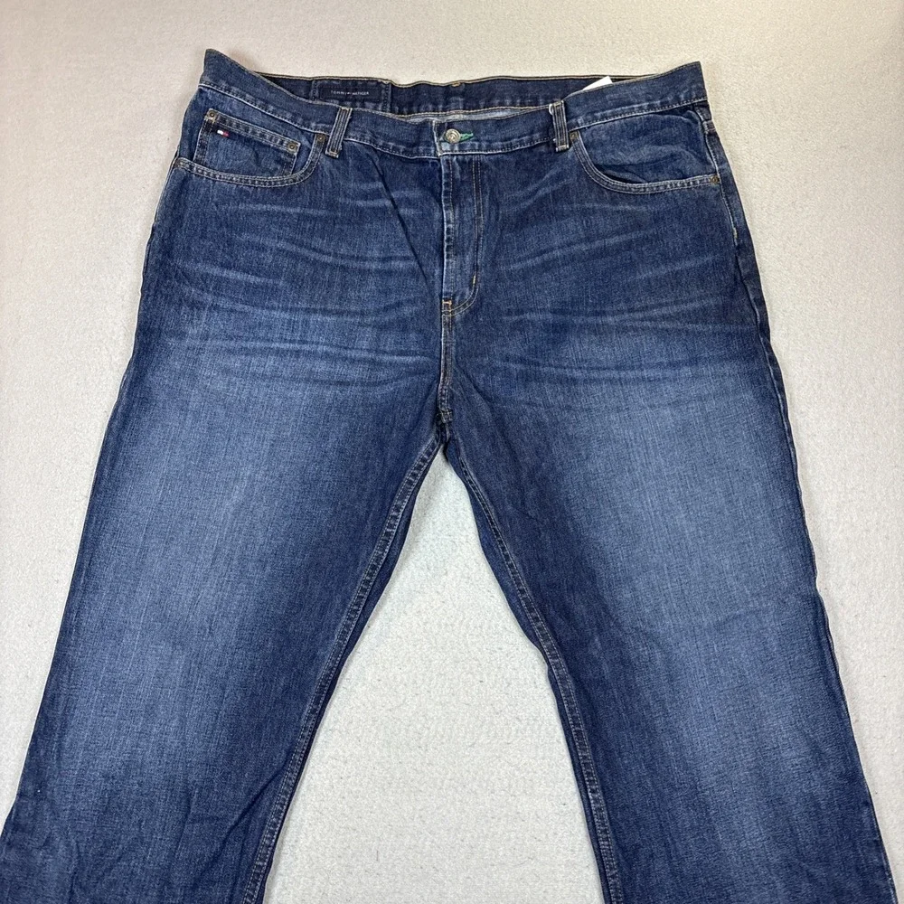 TOMMY HILFIGER Classic Fit Boot Cut Medium Wash Cotton Denim Blue Jeans 42X30